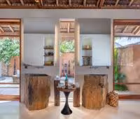 Villa Haweri Estate on Sumba, Menara Villa main bathroom vanity & garden